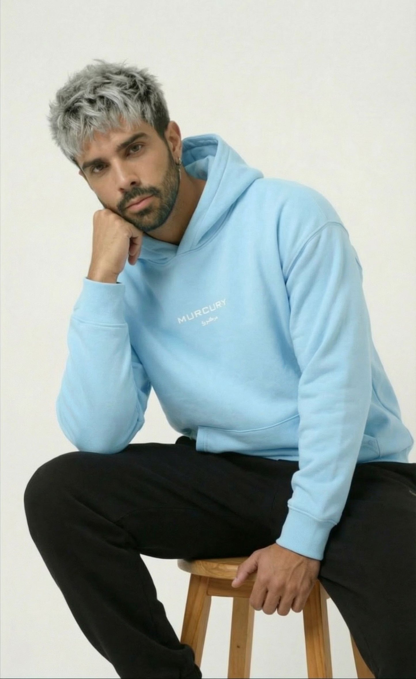 Murcury Sky Blue Hoodie [Drop-Shoulder]