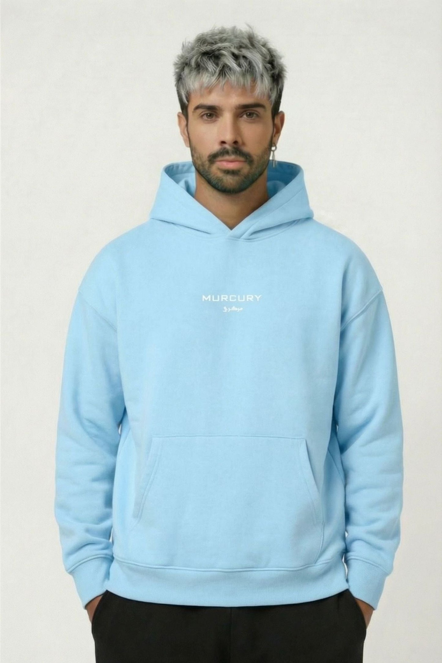 Murcury Sky Blue Hoodie [Drop-Shoulder]