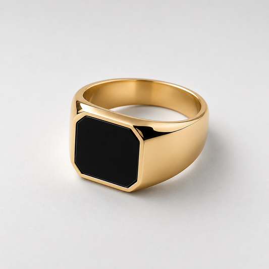 Square Agate Ring [Golden]