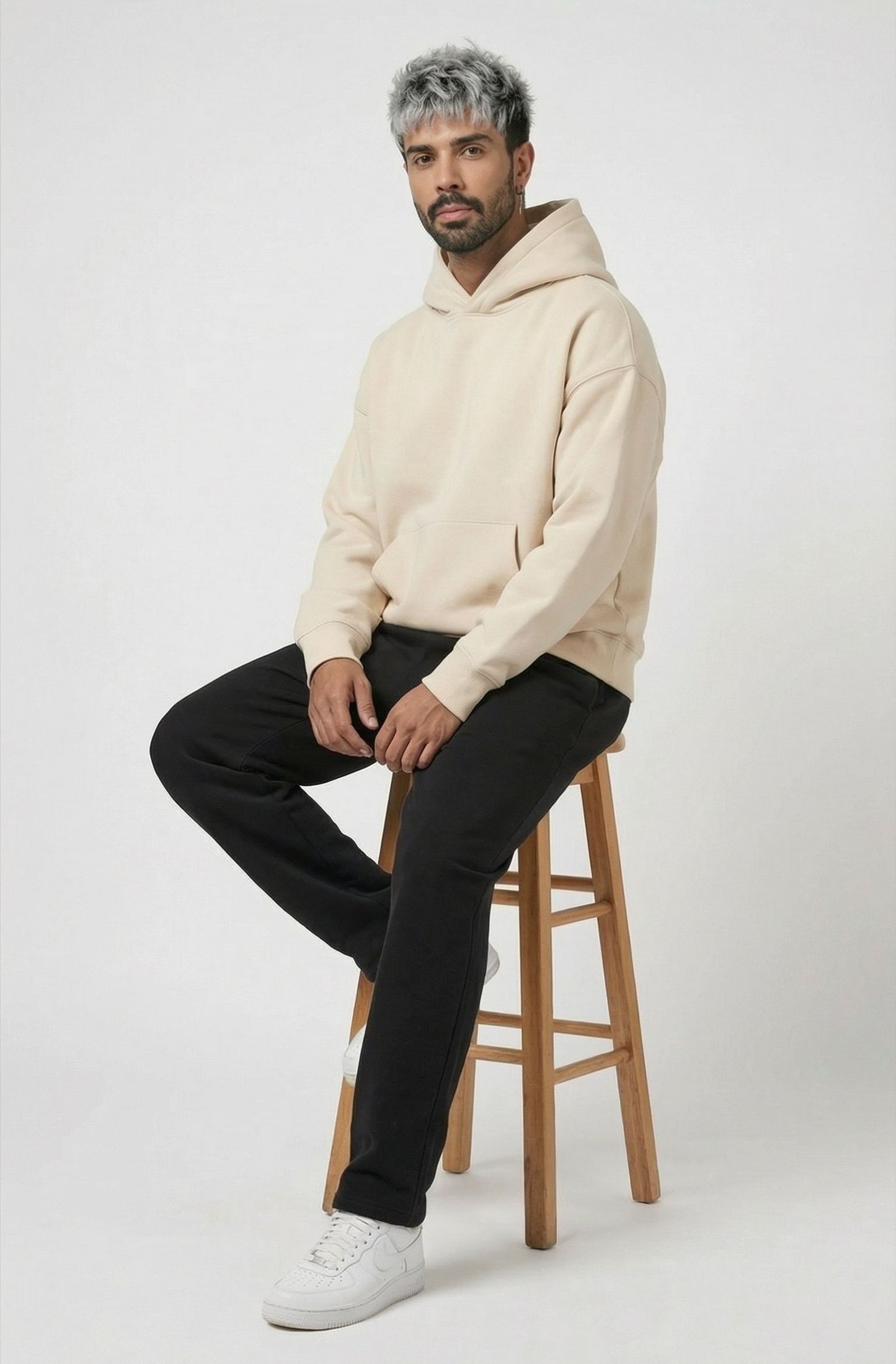 Murcury Beige Hoodie [Drop-Shoulder]