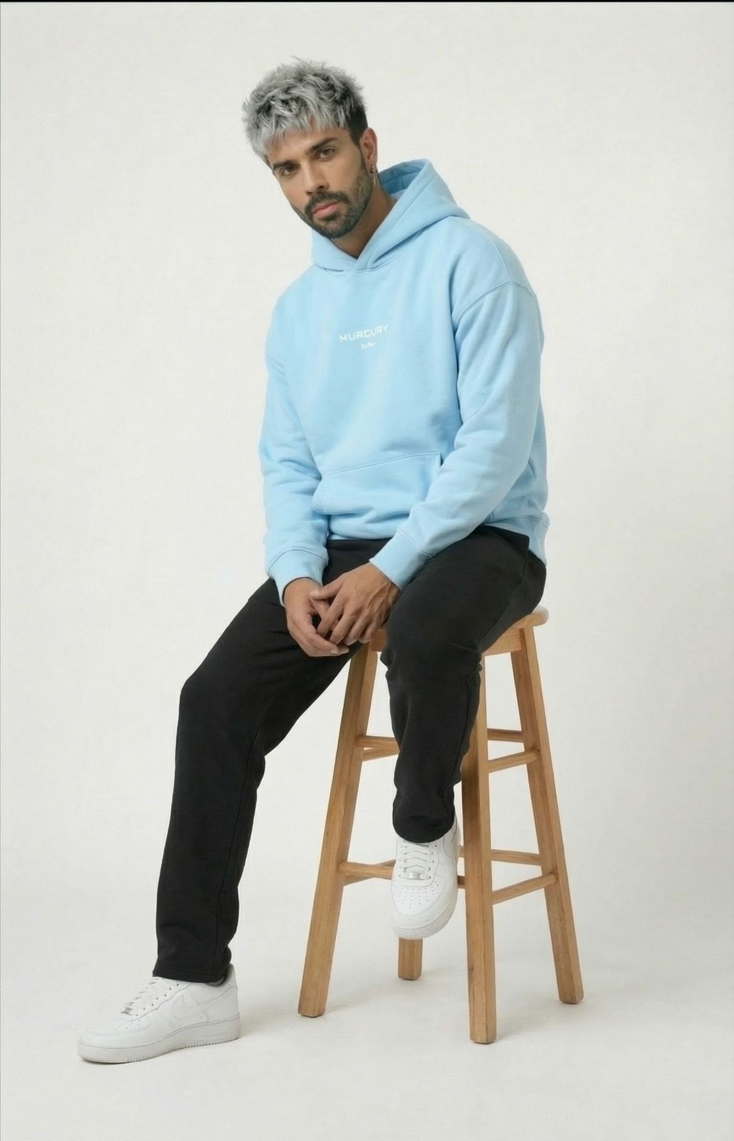 Murcury Sky Blue Hoodie [Drop-Shoulder]