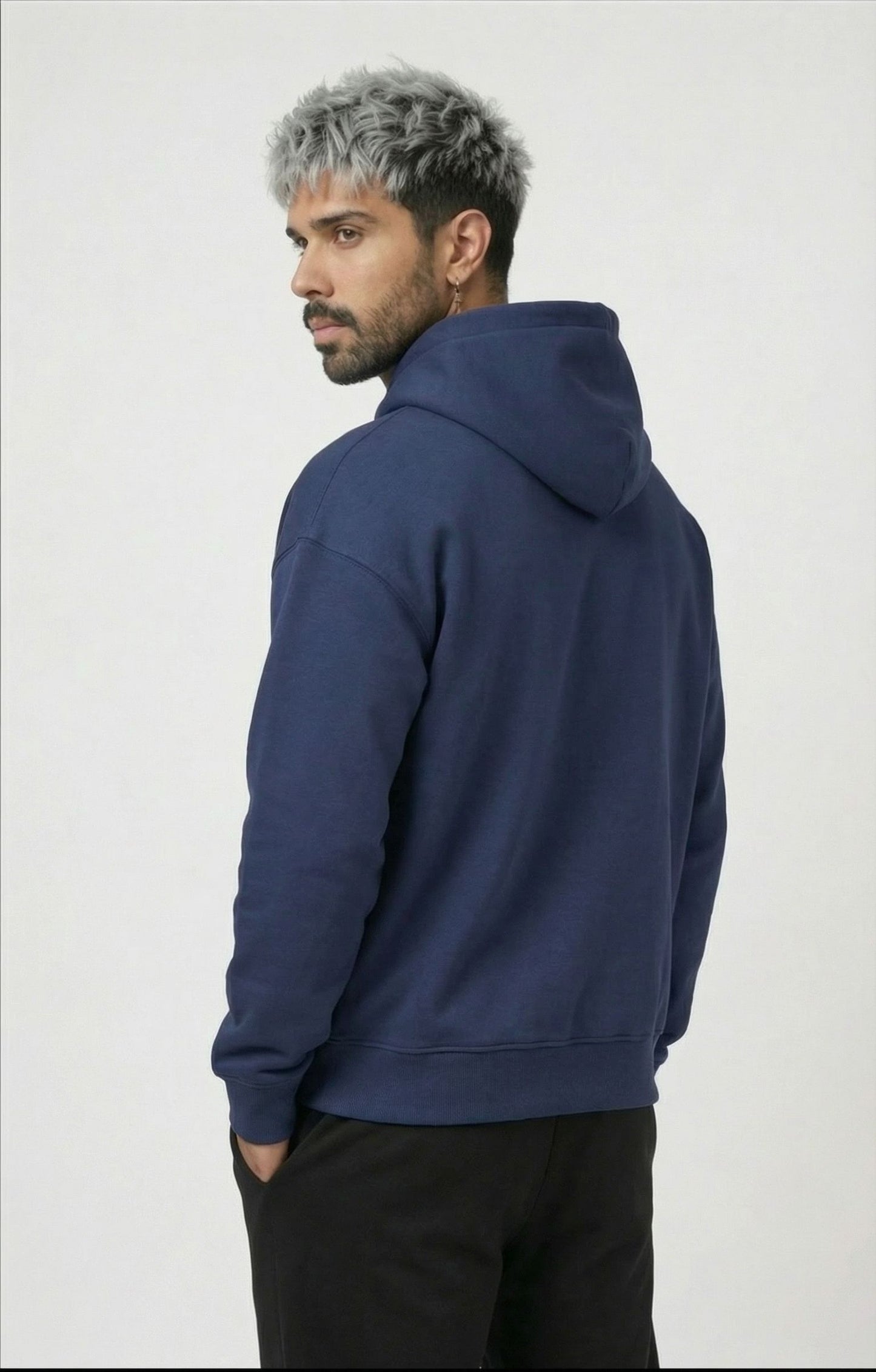 Murcury Navy Blue Hoodie [Drop-Shoulder]