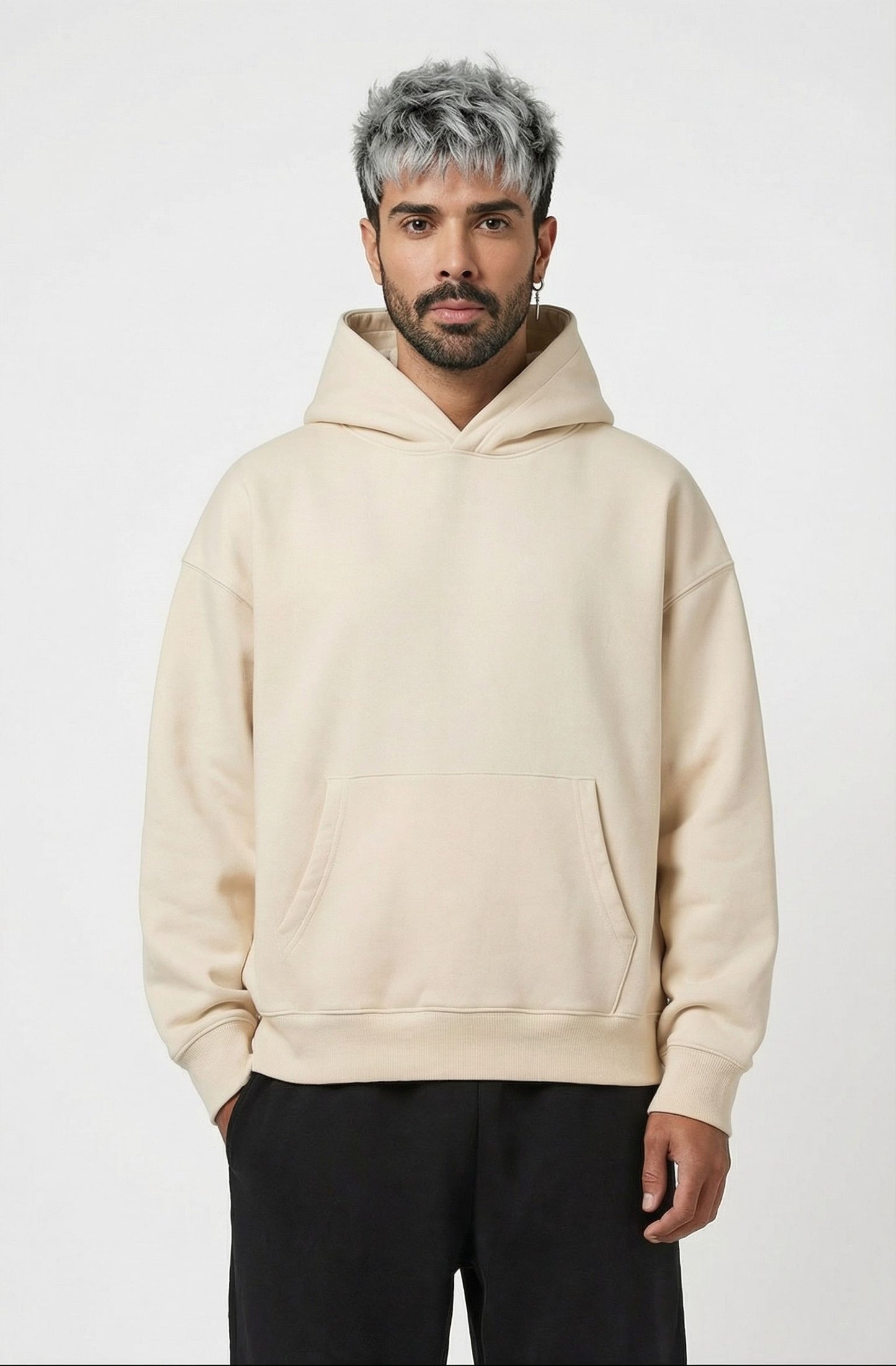 Murcury Beige Hoodie [Drop-Shoulder]