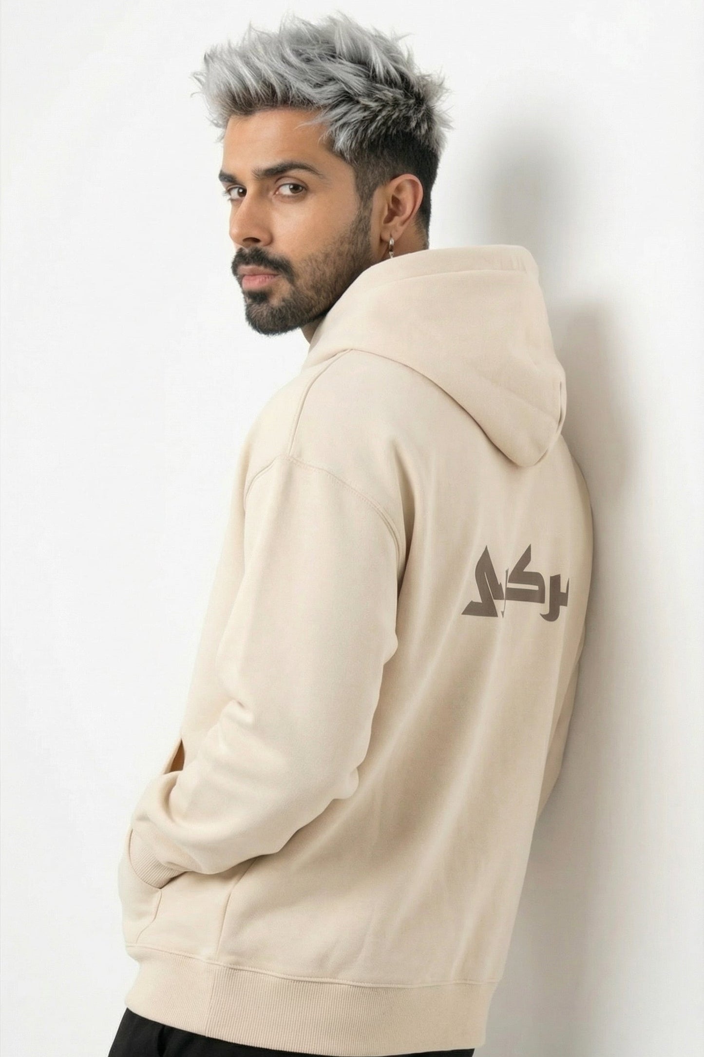 Murcury Beige Hoodie [Drop-Shoulder]