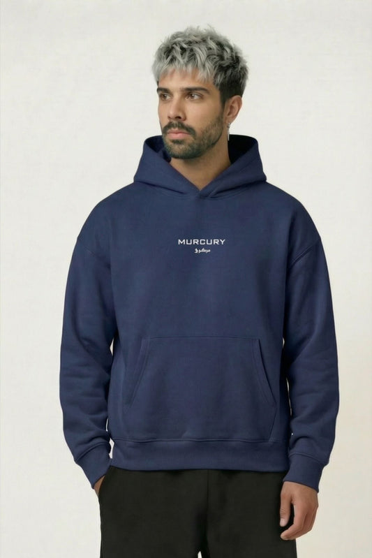 Murcury Navy Blue Hoodie [Drop-Shoulder]